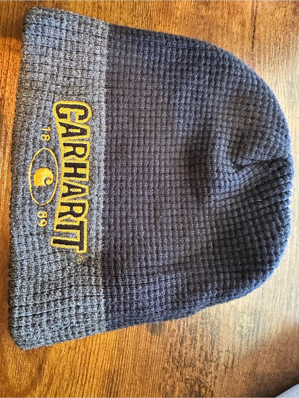 VTG 2007 Carhartt Waffle Knit Embroidered Beanie Skull Cap Gorpcore Retro Grey - Picture 1 of 4